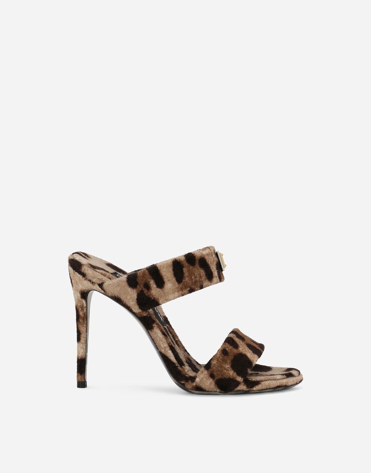 Leopard-print terrycloth sandals - 1