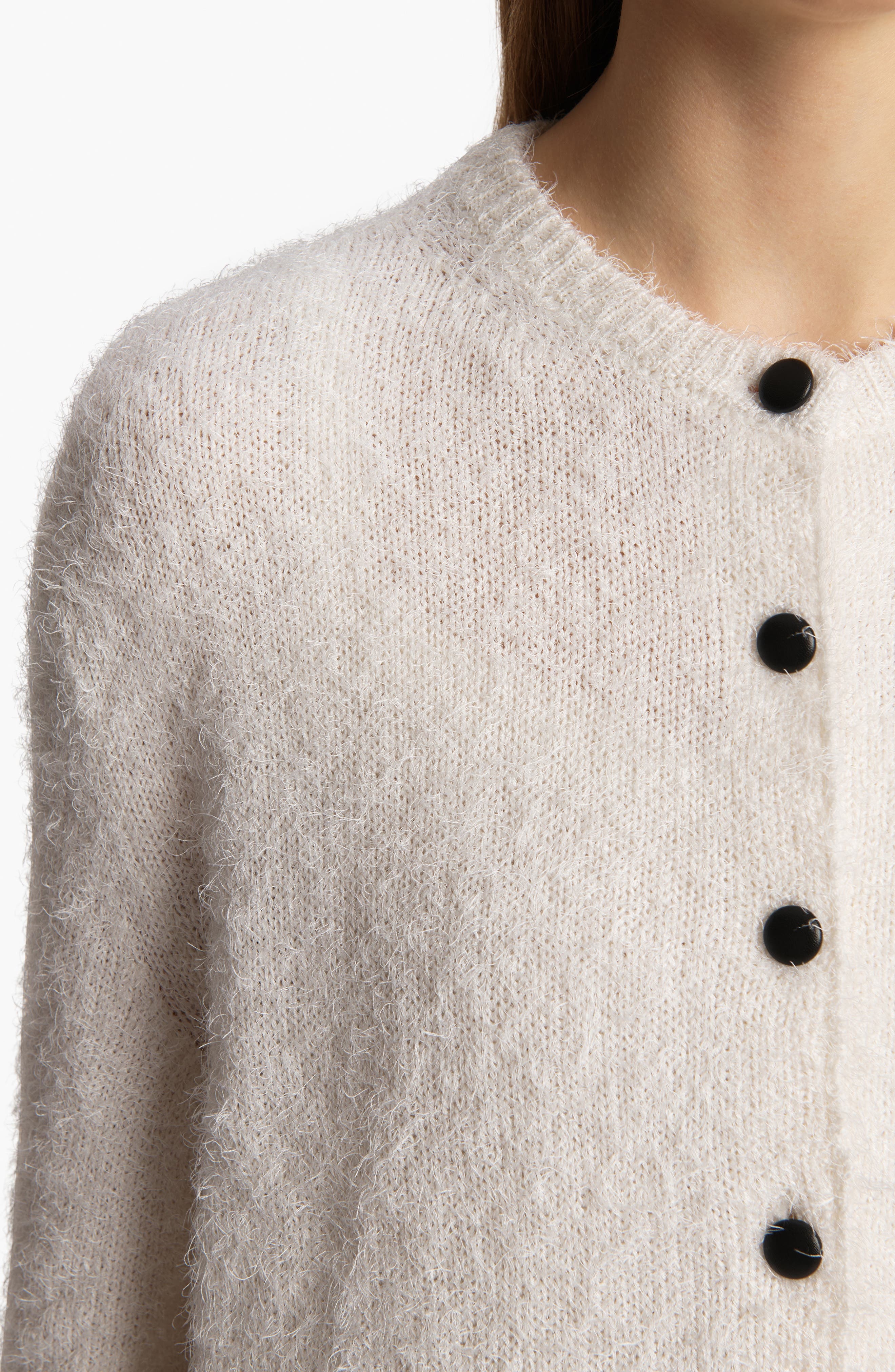 Khaite Jules Silk & Cashmere Eyelash Cardigan in Glaze at Nordstrom - 4