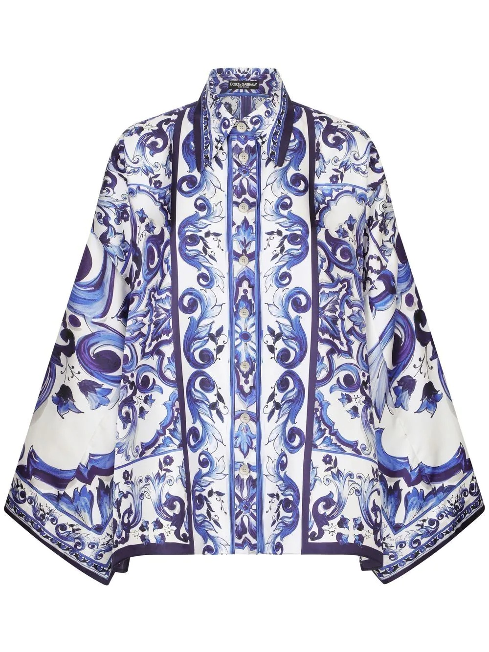 Majolica-print batwing-sleeve shirt - 1