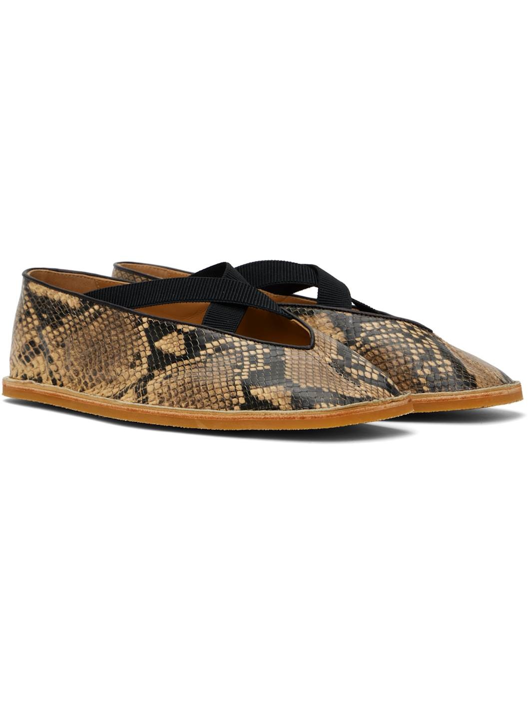 Beige & Black Leather Loafers - 4