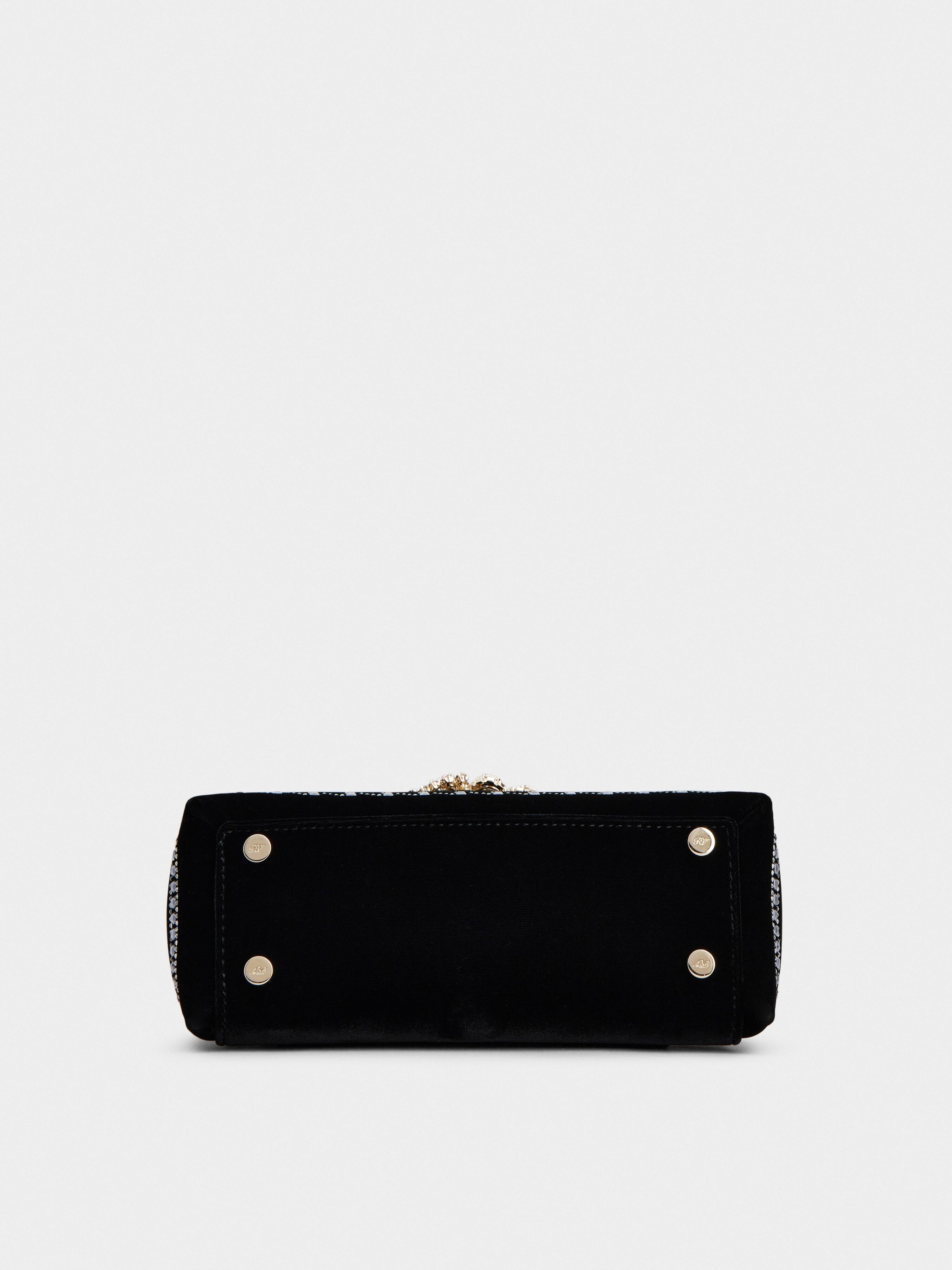 Viv' Cabas Hotfix Vichy Jewel Flower Strass Buckle Mini Bag in Velvet - 6