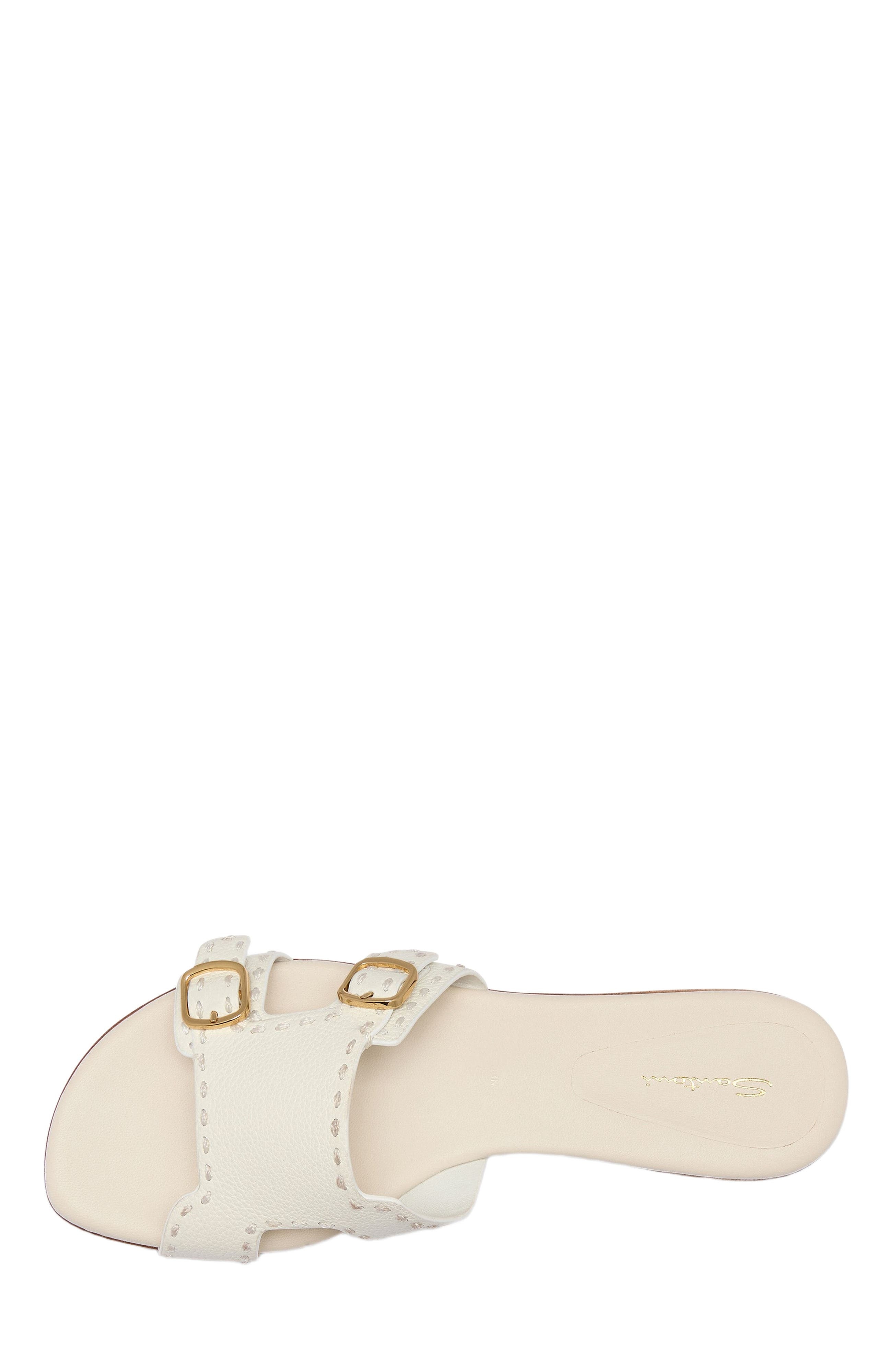 Santoni Women's leather double-buckle Didi slide sandal in White at Nordstrom - 2