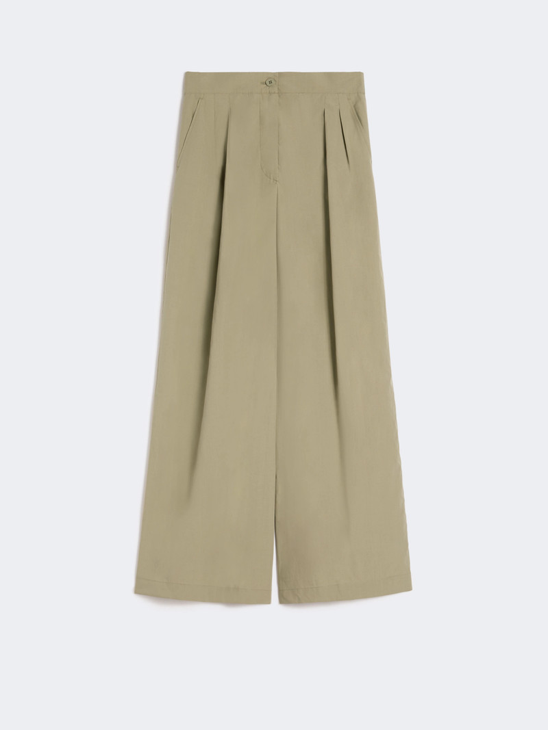BENDA Wide-leg cotton poplin trousers - OLIVE GREEN 1