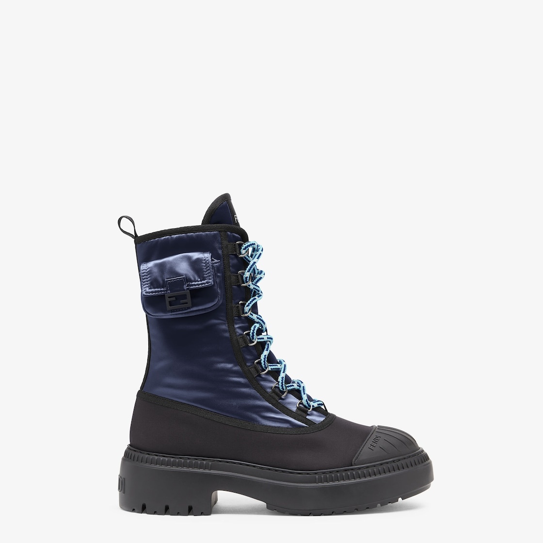 Blue nylon biker boots - 1
