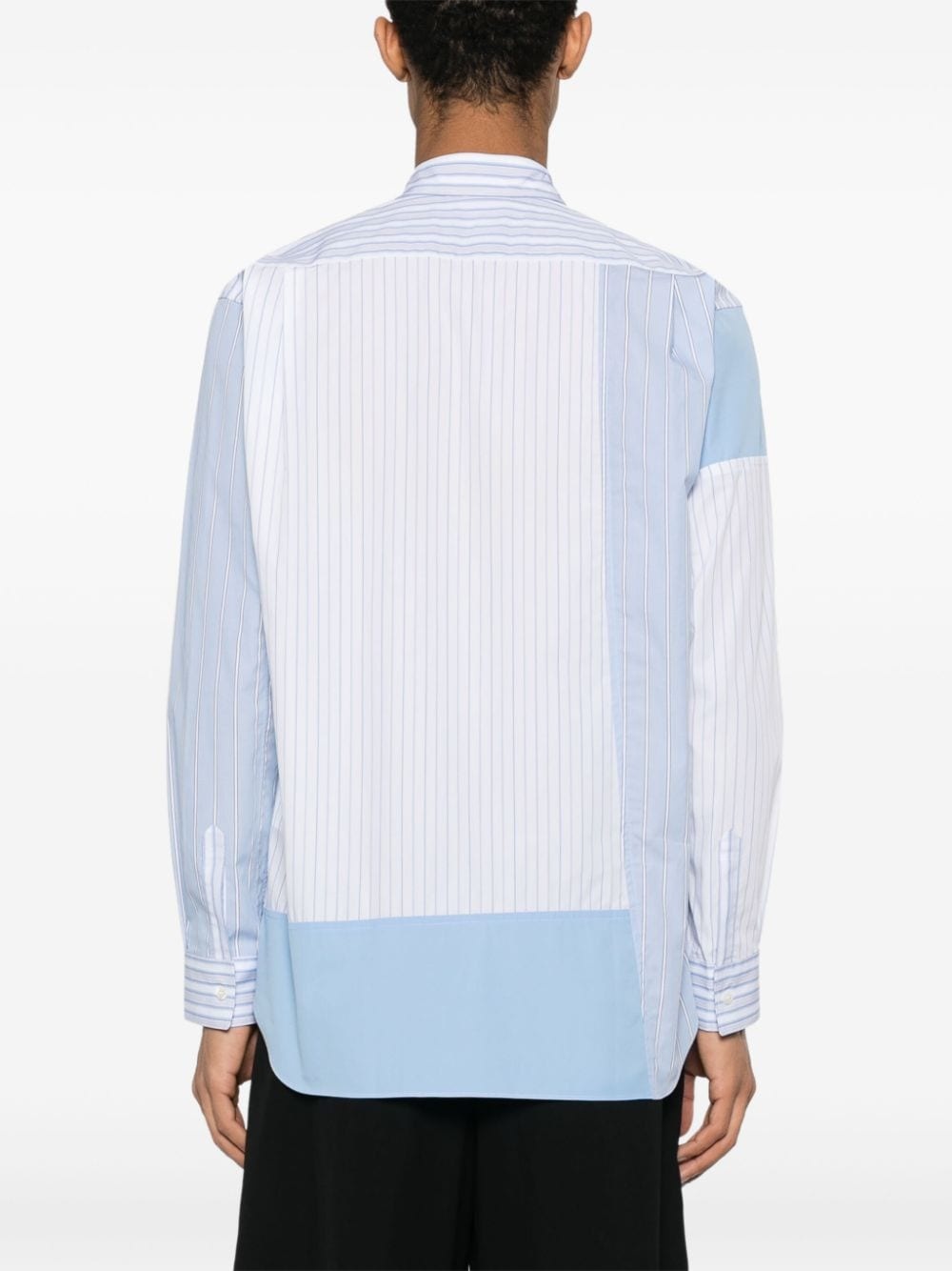 panelled striped poplin shirt - 4