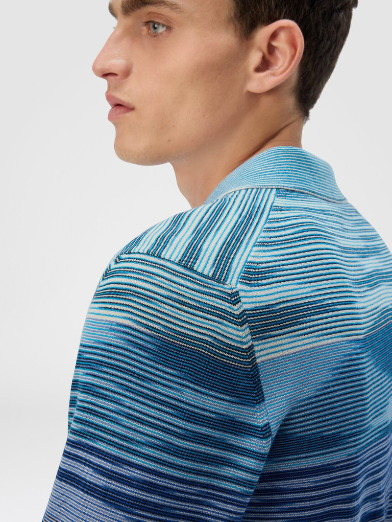 Long Sleeve Polo in Pure Wool with Flame Pattern 5
