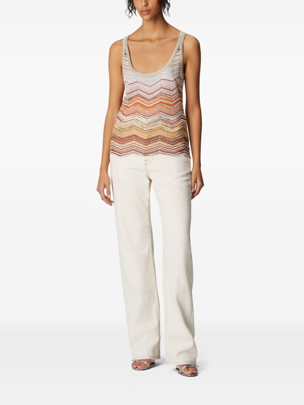 chevron lamé tank top - 2