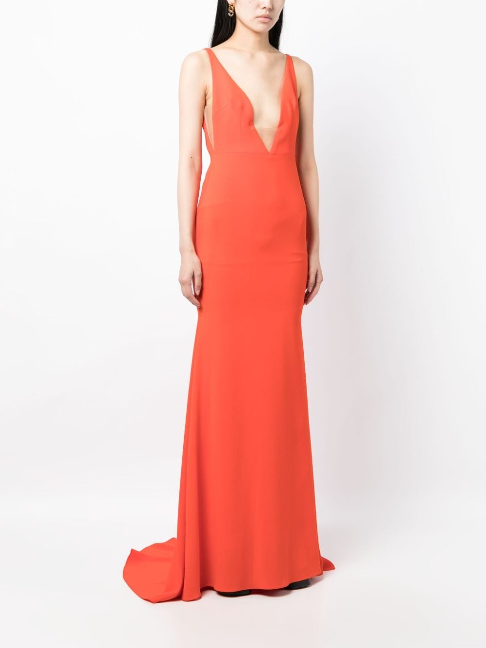plunge-neck fishtail gown - 3