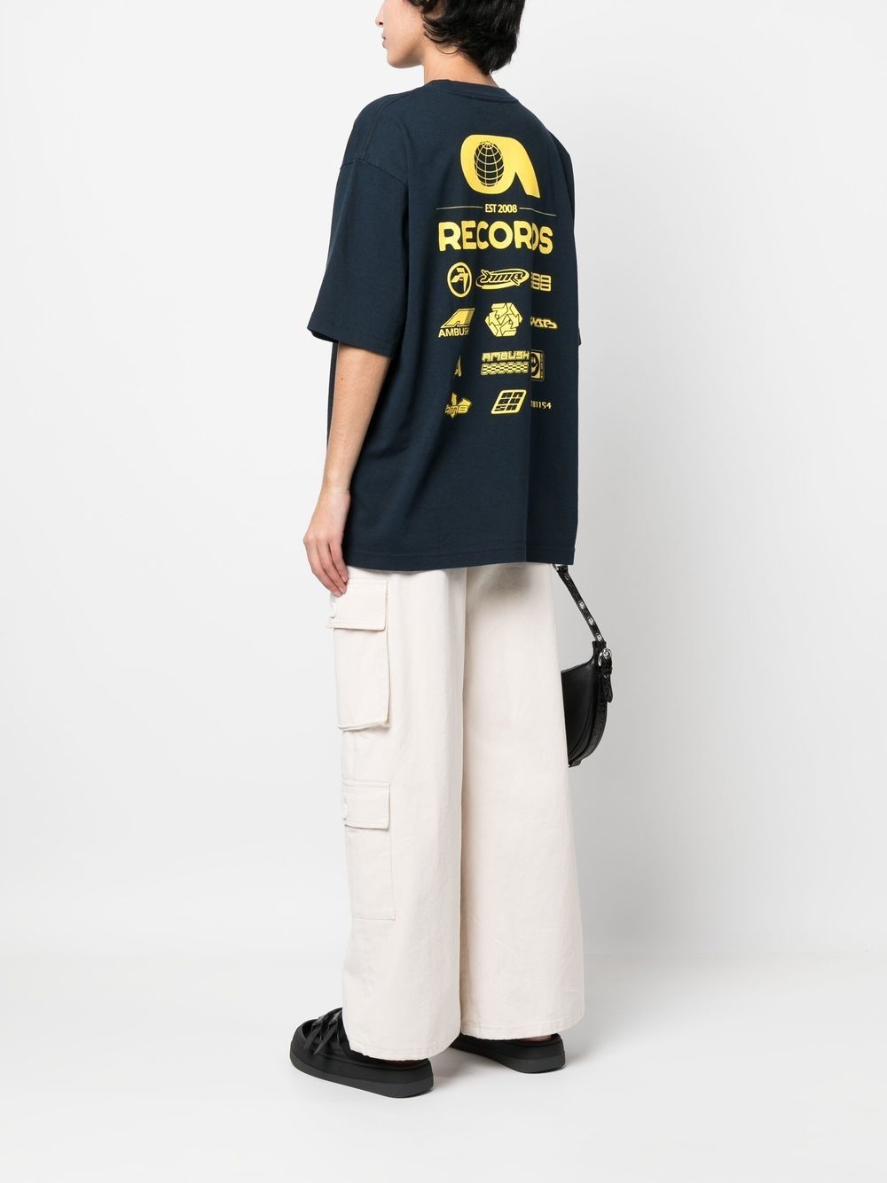 Records-print cotton T-shirt - 3