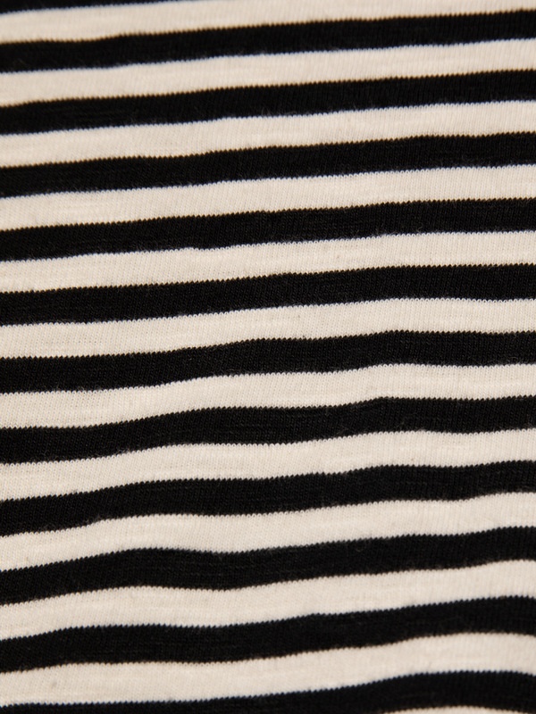 Roy Slub Stripe T-Shirt Ecru/Black - 6