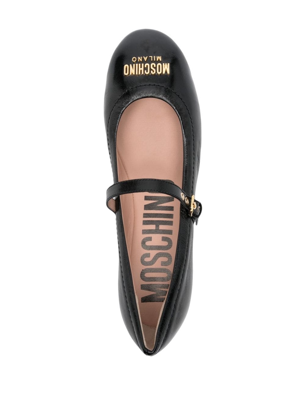 logo-lettering leather ballerina shoes - 4
