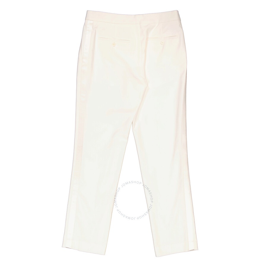 Burberry Optic White Silk Side Stripe Technical Wool Tailored Trousers - 2
