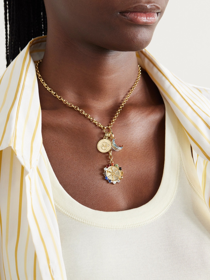 FOUNDRAE Aether 18-karat Gold And Enamel Multi-stone Necklace outlook