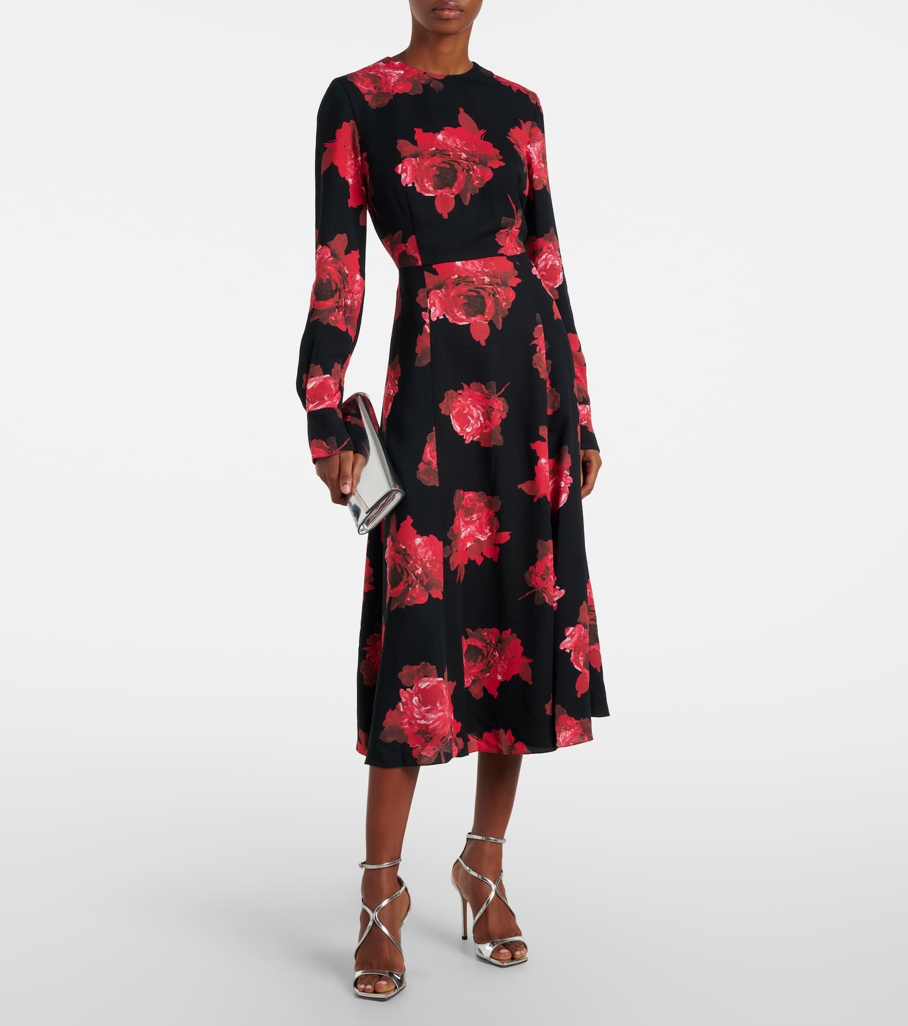 Floral crêpe midi dress - 2