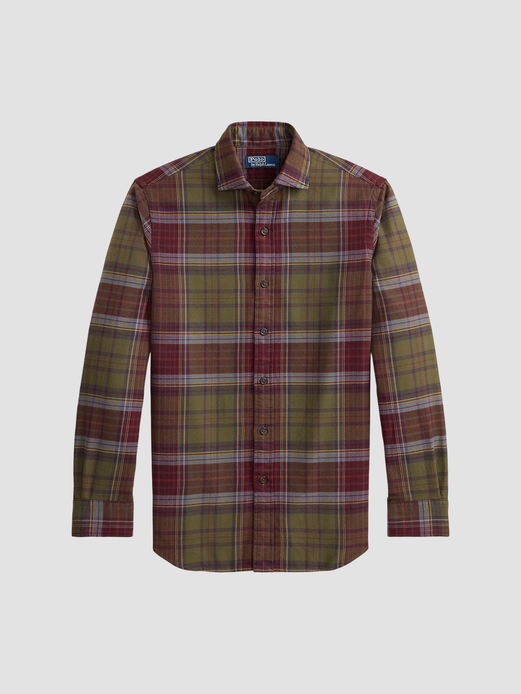 Men's Classic-Fit Plaid Flannel Shirt - Olive Brown Multi - 1