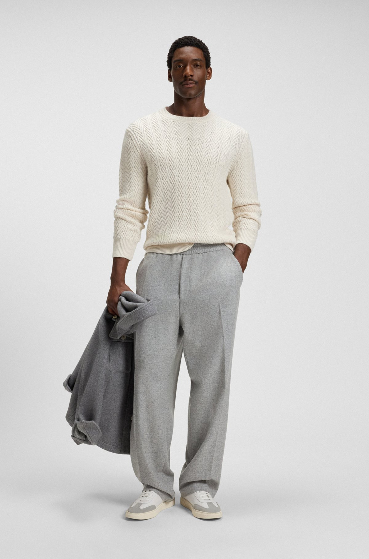 VIRGIN-WOOL SWEATER WITH HERRINGBONE STRUCTURE - 4