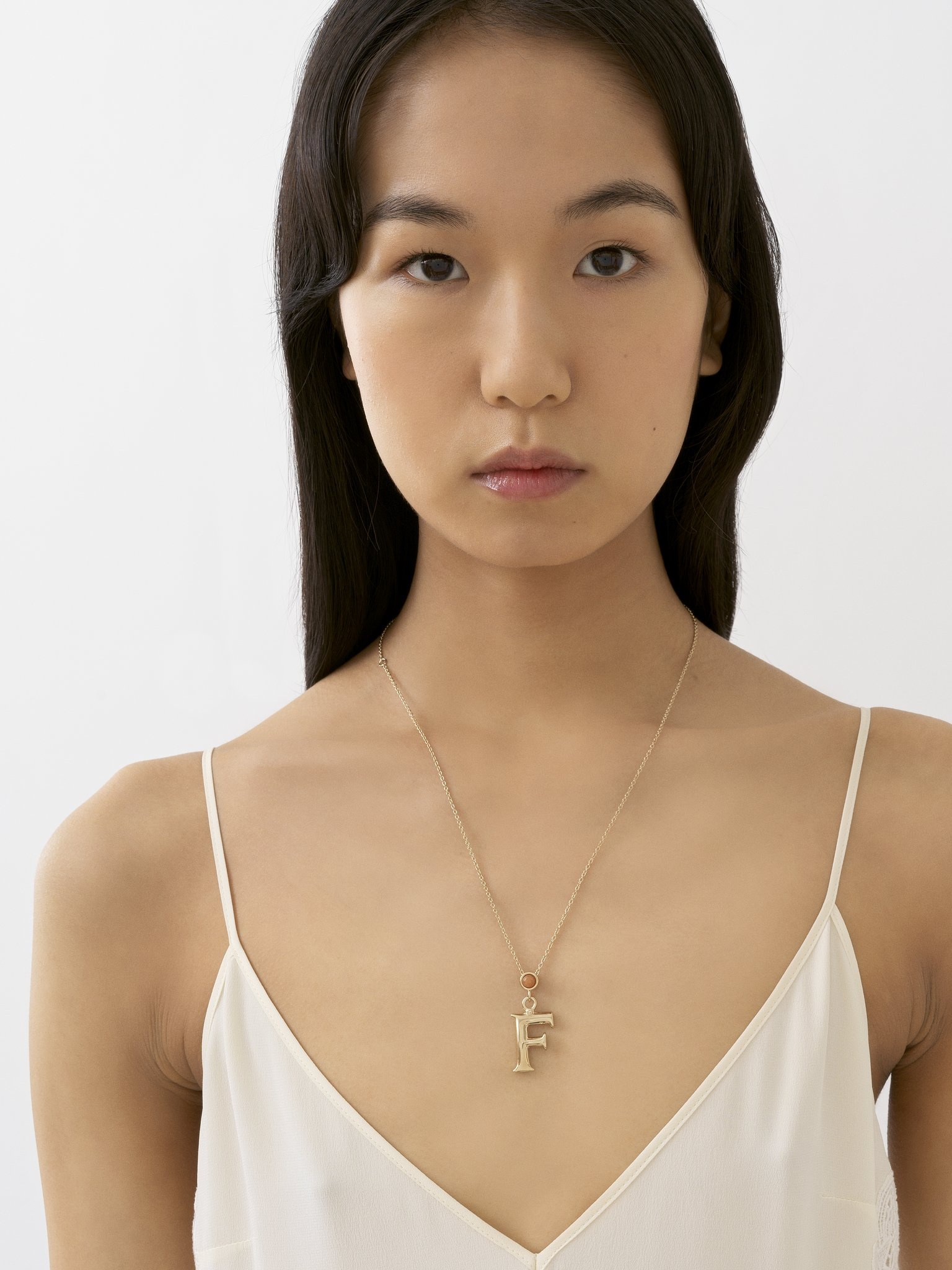 ALPHABET NECKLACE WITH PENDANT F - 3