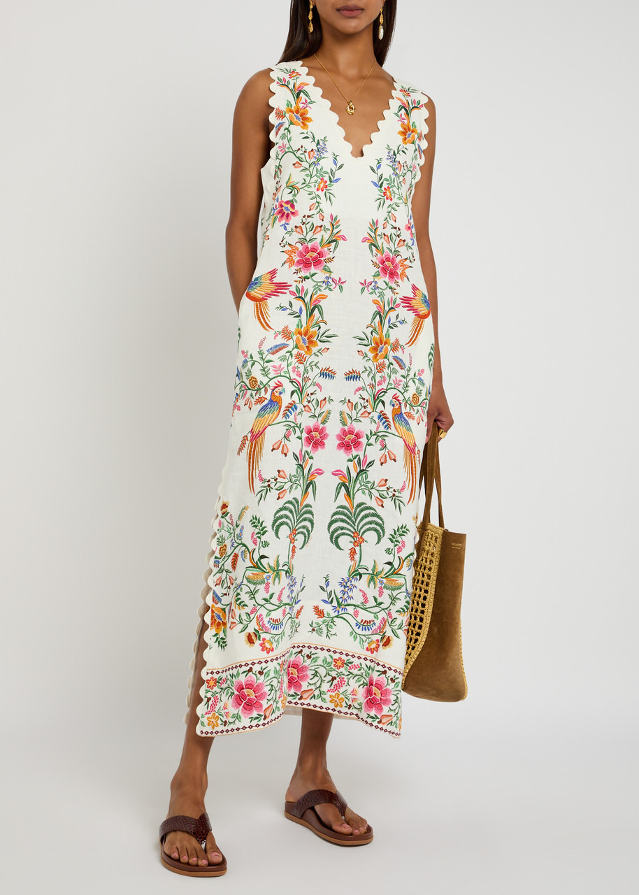 Farm Rio Delicate Forest Printed Linen Maxi Dress - 4