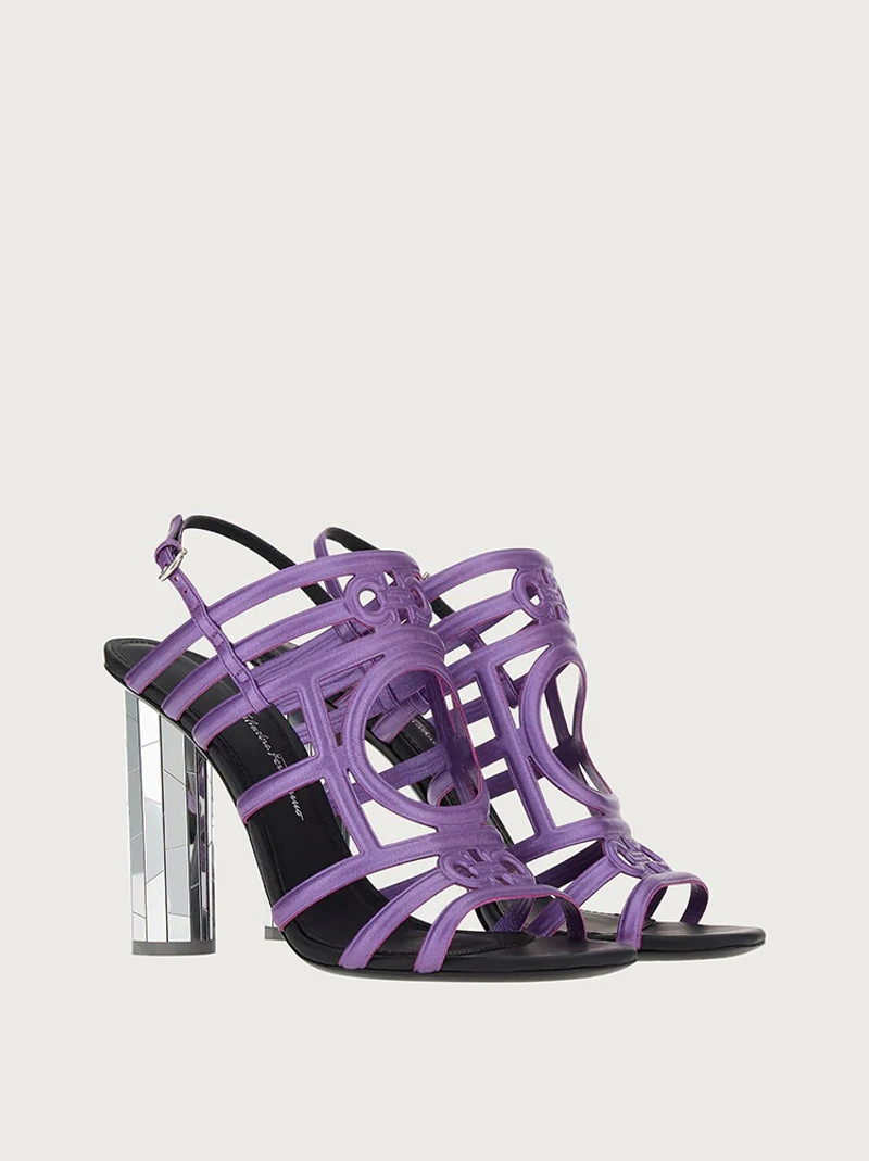 FERRAGAMO MIRRORED HEEL STRAPPY SANDAL outlook