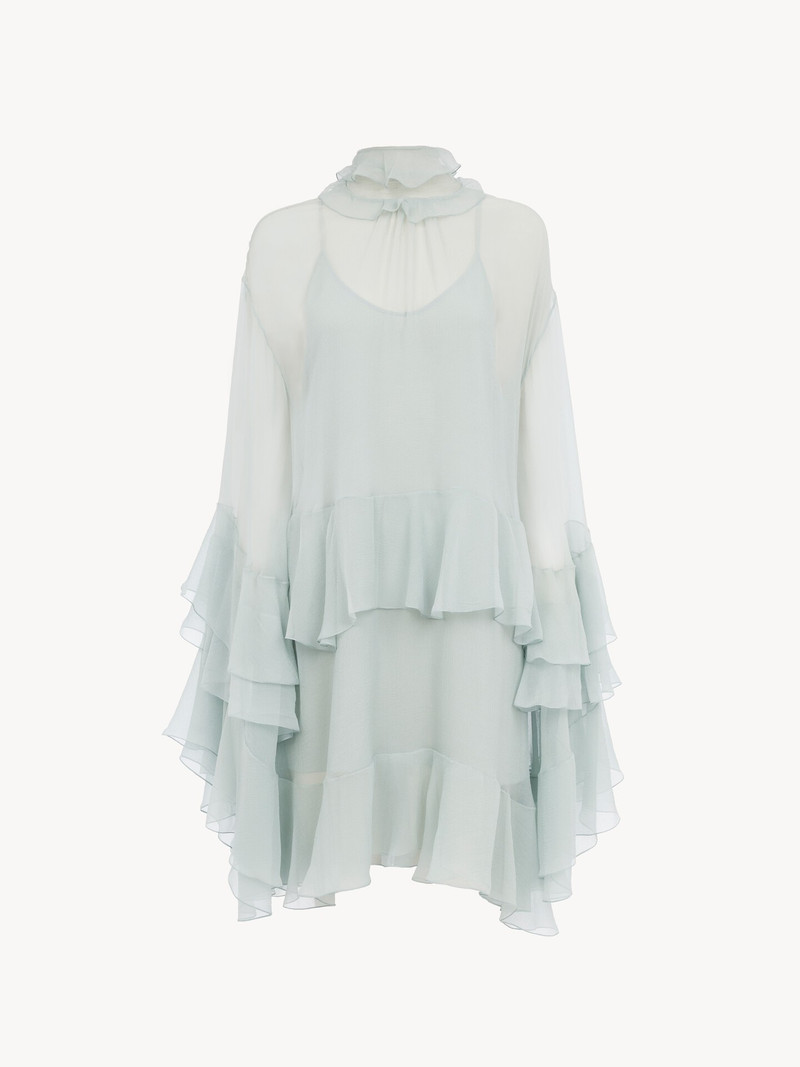 MINI RUFFLED DRESS IN SILK MOUSSELINE 1