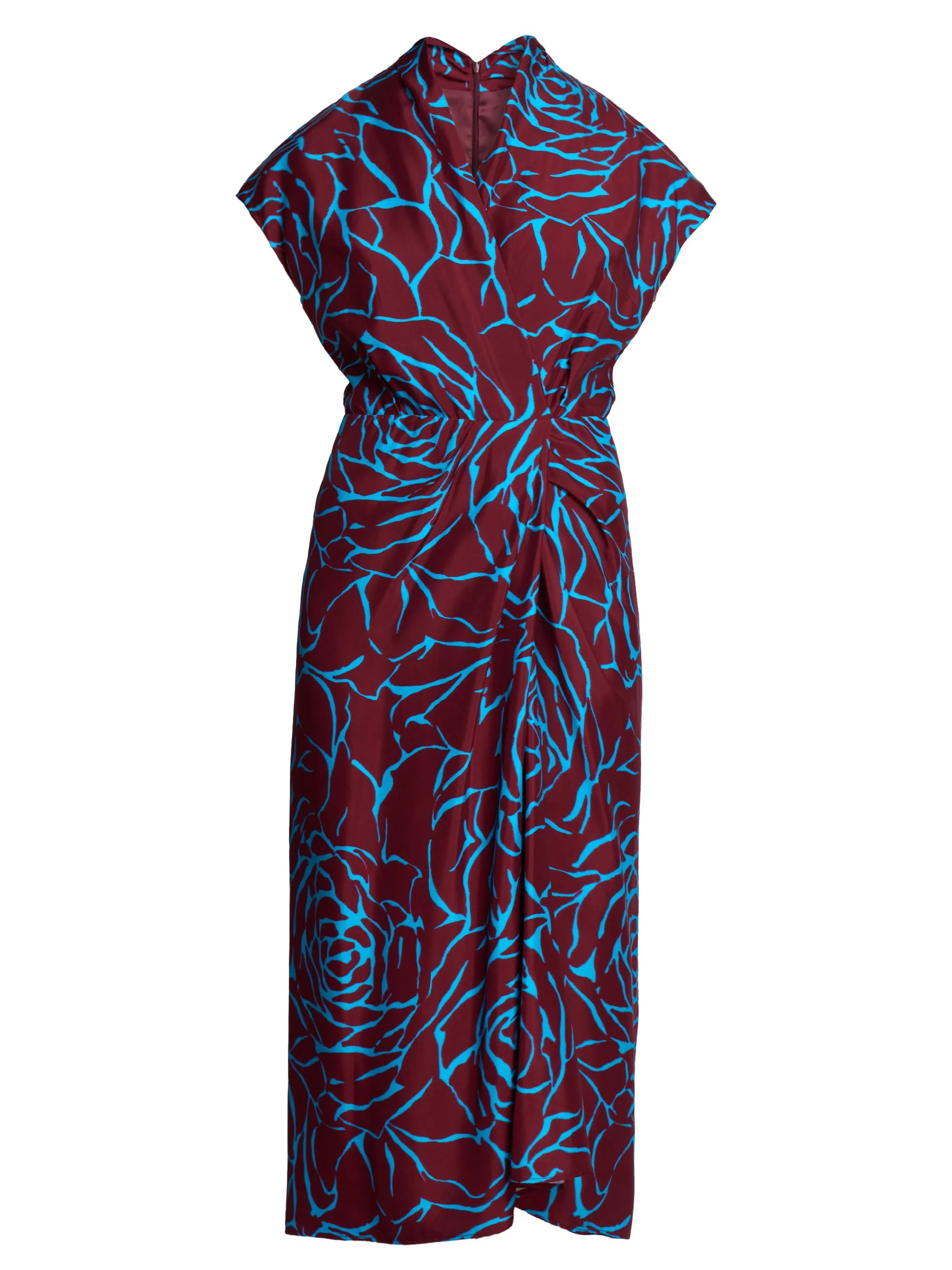 Women's Dilian Abstract Print Surplice Midi-Dress - Burgundy - 1
