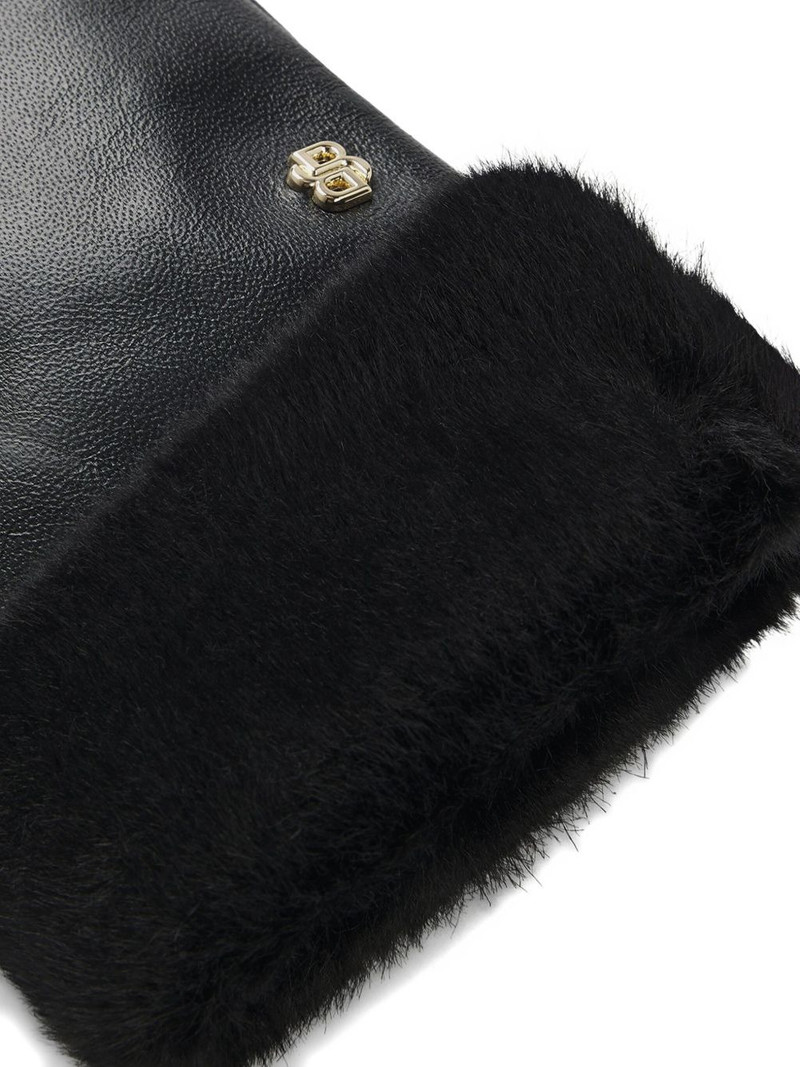 BOSS fur-trim logo-plaque gloves outlook