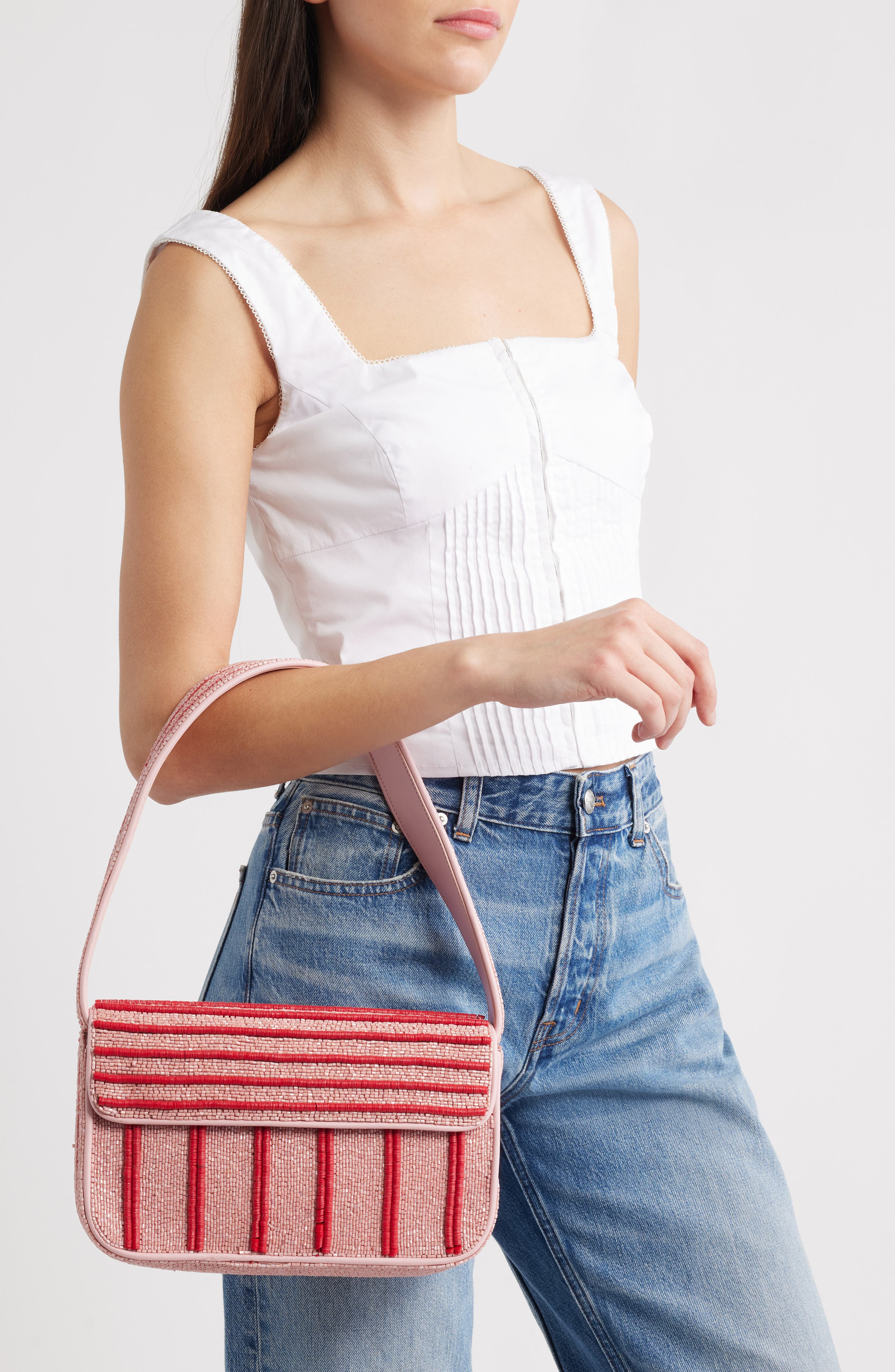 STAUD Tommy Beaded Shoulder Bag in Montauk Stripe at Nordstrom - 2