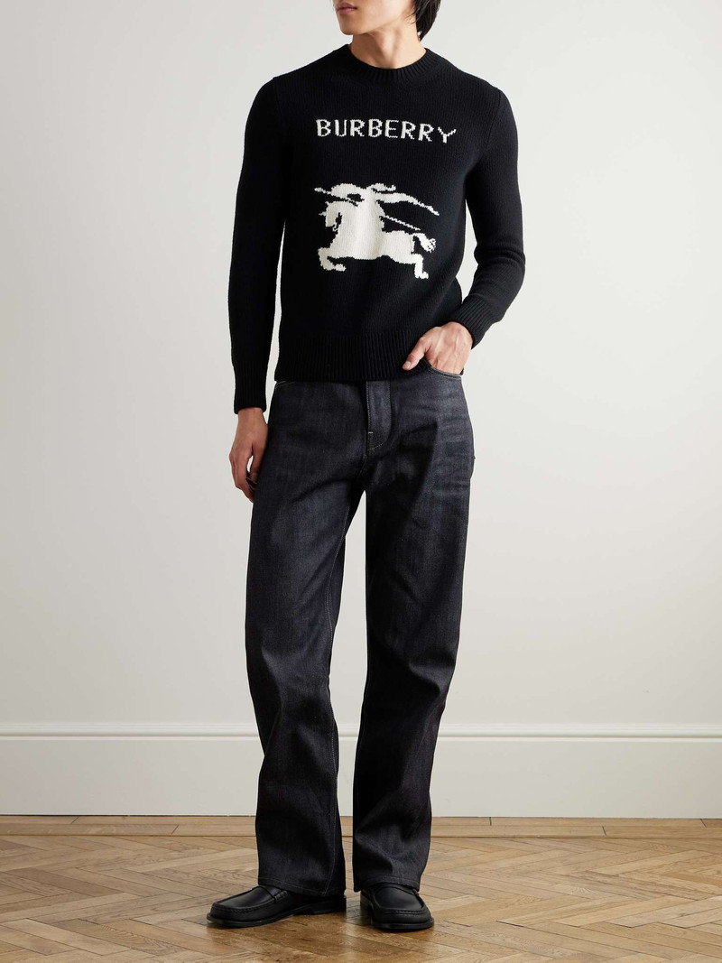 Burberry Logo-Jacquard Wool and Cashmere-Blend Sweater outlook