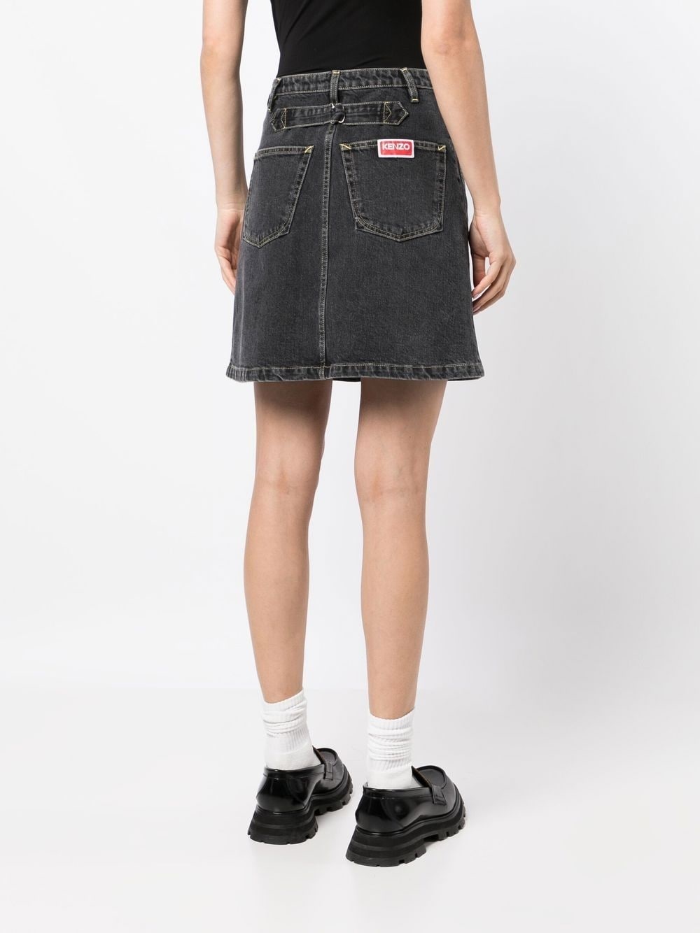 high-waisted bleached denim skirt - 4