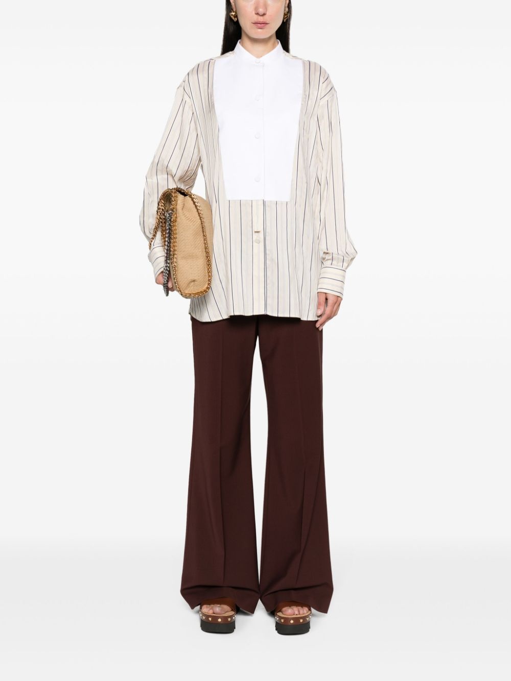 contrasting-panel striped shirt - 2