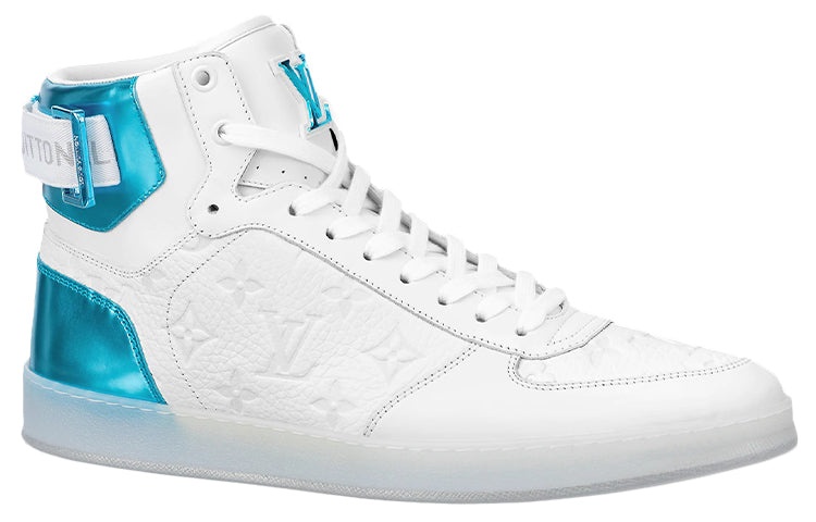 LOUIS VUITTON Rivoli Ankle Sneakers 'White Monogram with Metallic Blue' 1A8V8Q - 2