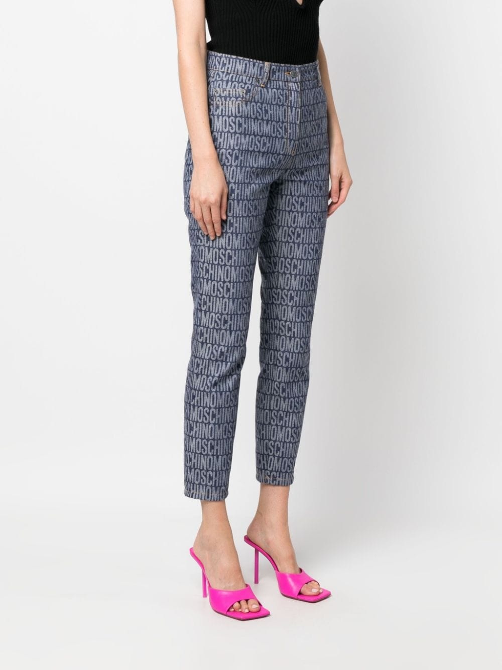 logo-jacquard high-rise slim-cut jeans - 3