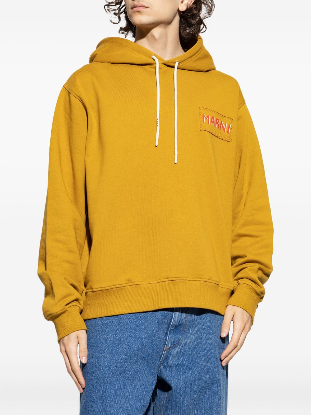 logo-patch cotton hoodie - 3