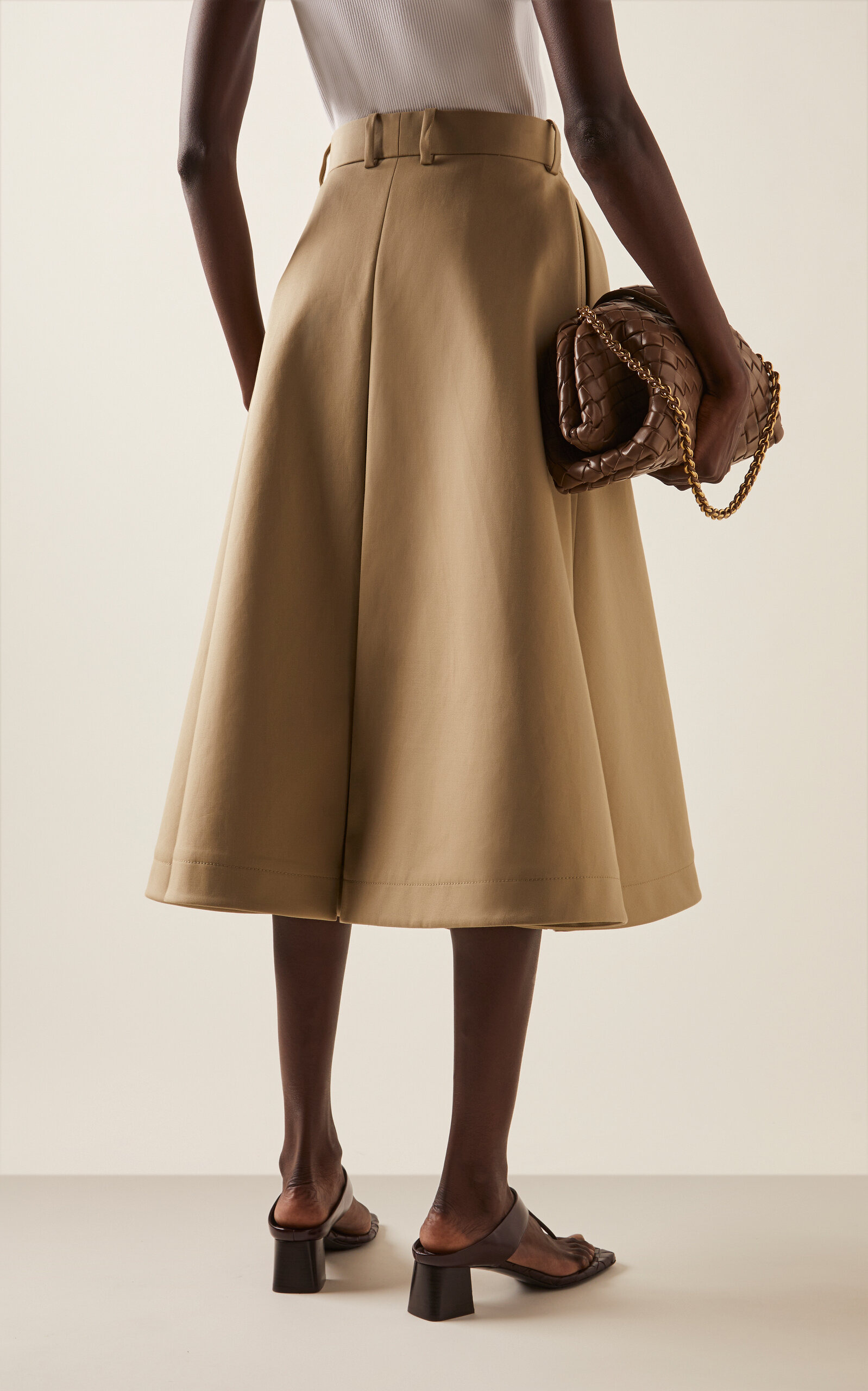 Fine Compact Cotton-Twill A-Line Skirt neutral - 4
