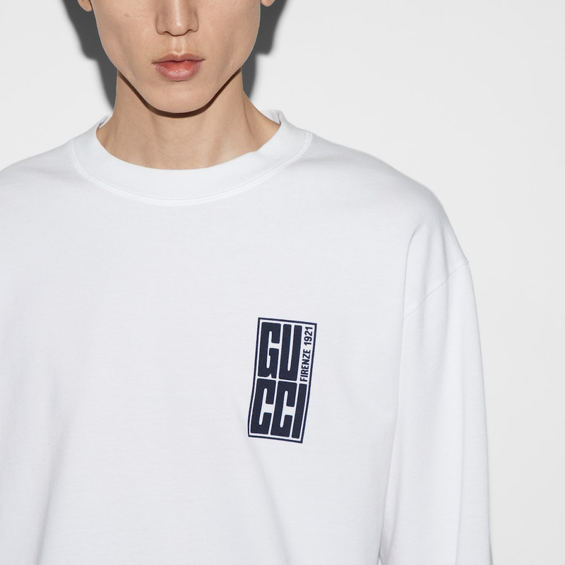 Cotton jersey T-shirt with Gucci print 5