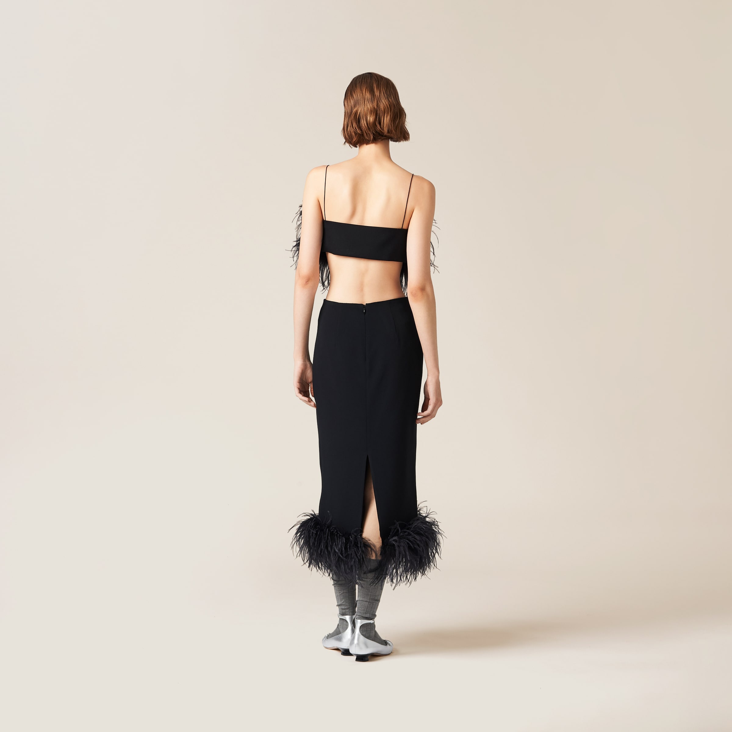 Feather-trimmed grain de poudre top - 3