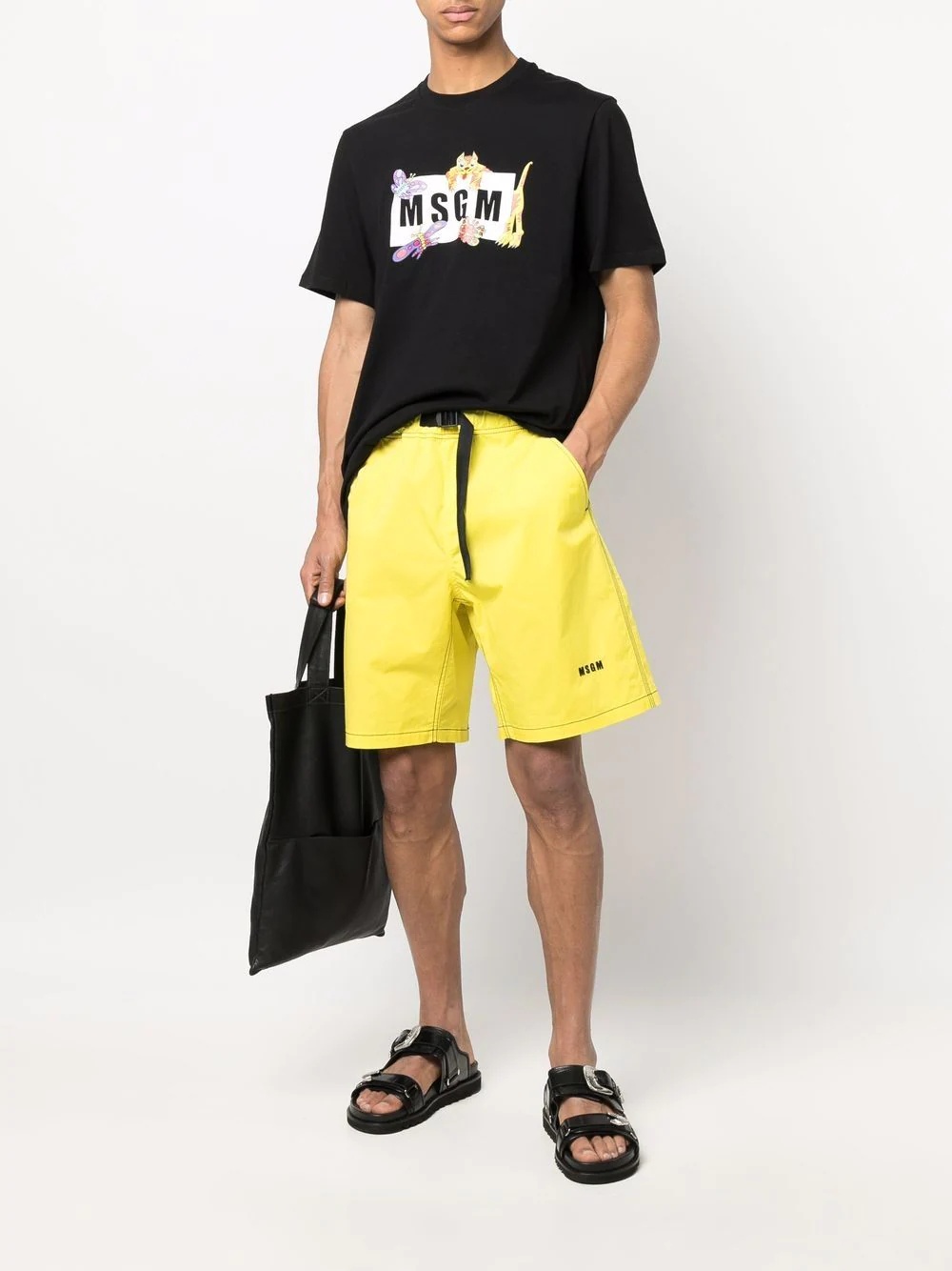 contrast stitching track shorts - 2