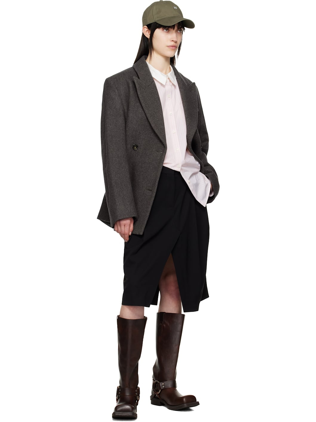Black Viscose Suit Midi Skirt - 5