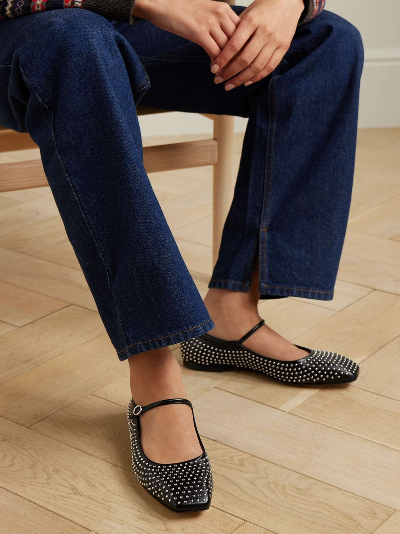 Aeyde Uma studded leather Mary Jane ballet flats Black outlook