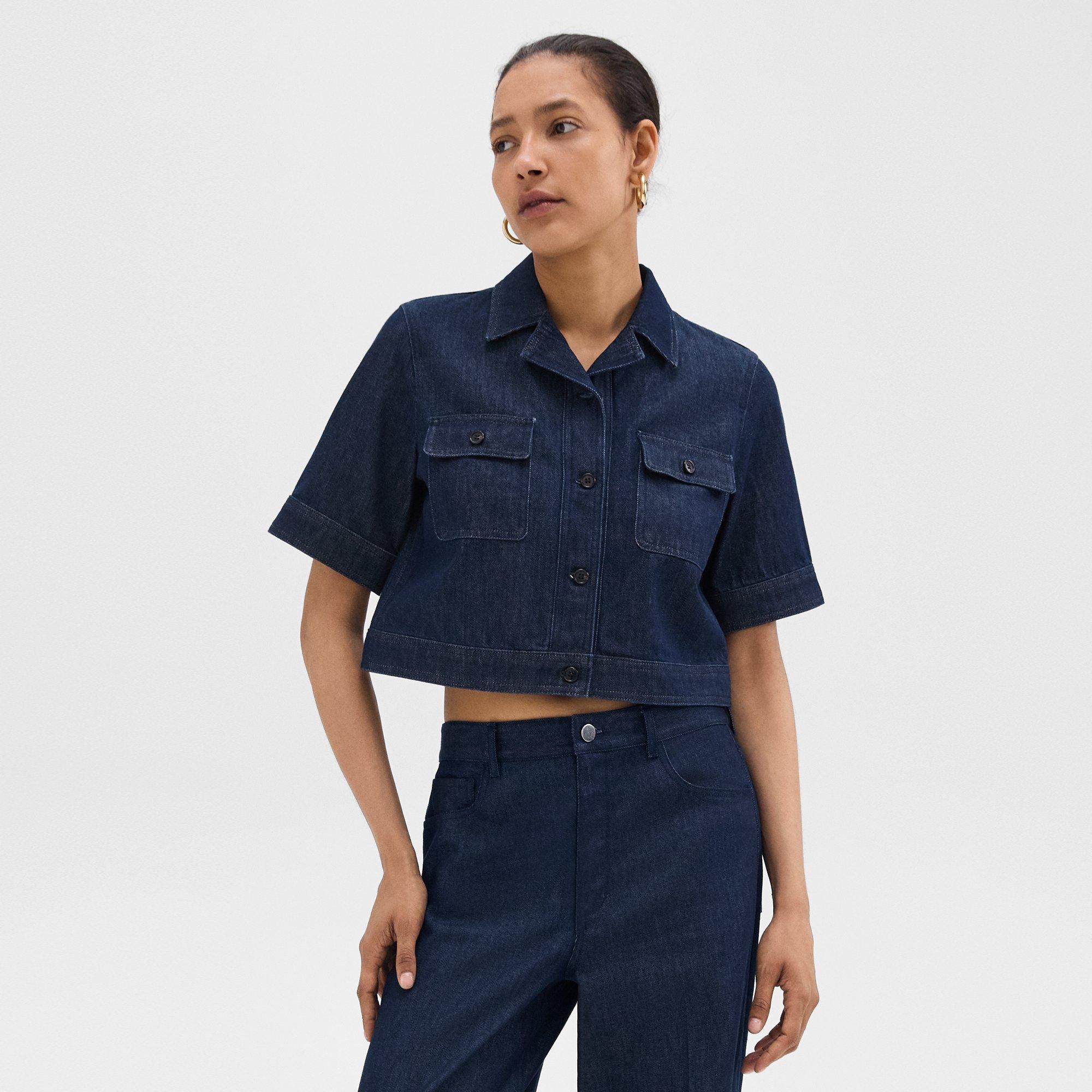 Boxy Short-Sleeve Jacket in Denim - 2