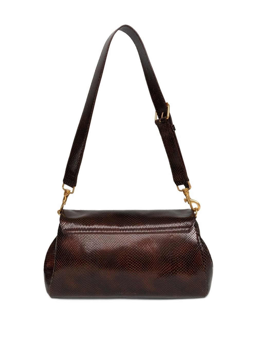 snakeskin-pattern leather satchel - 3