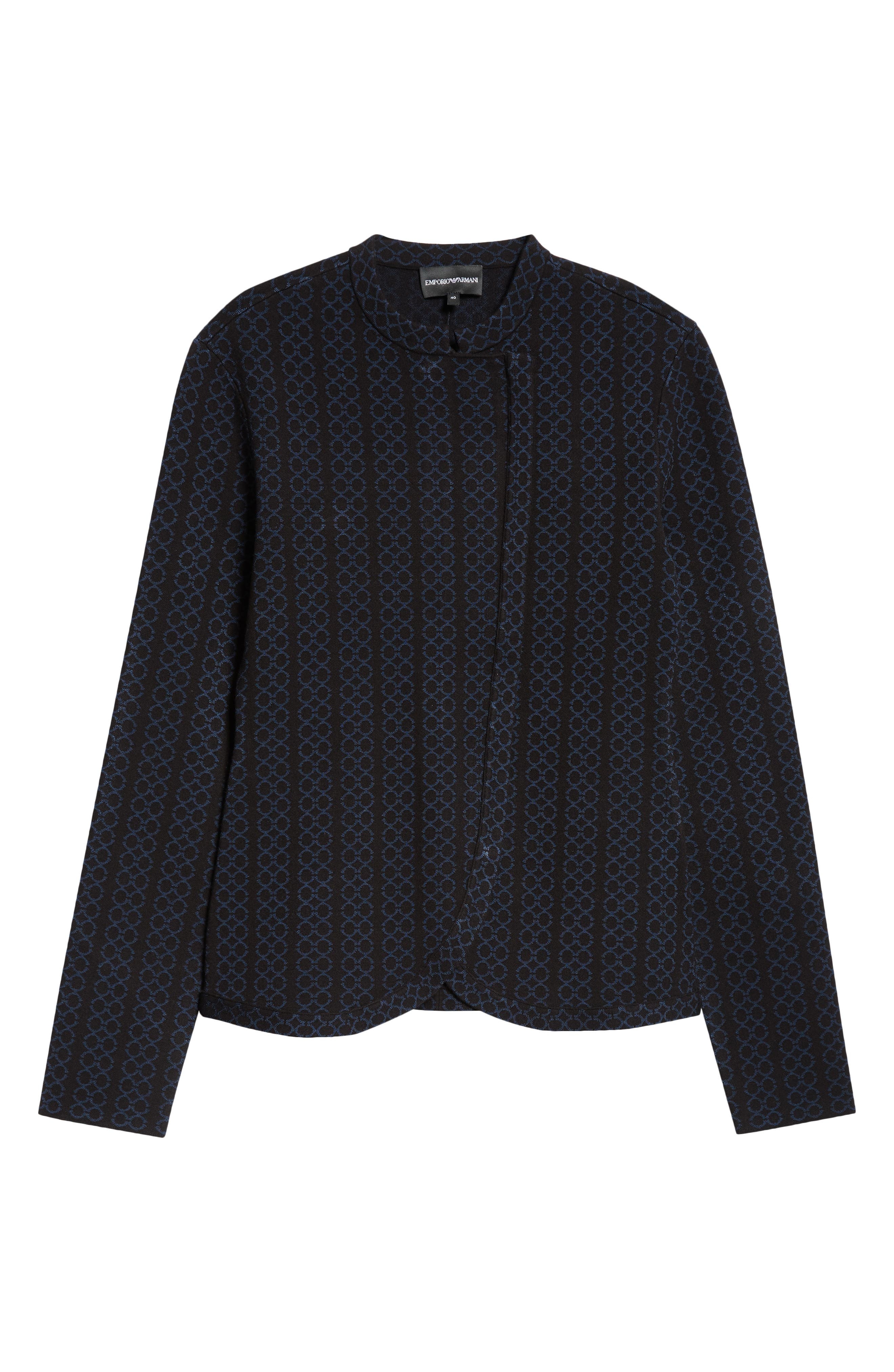 Emporio Armani Vertical Stripe Asymmetric Jacket in Solid Black at Nordstrom - 6