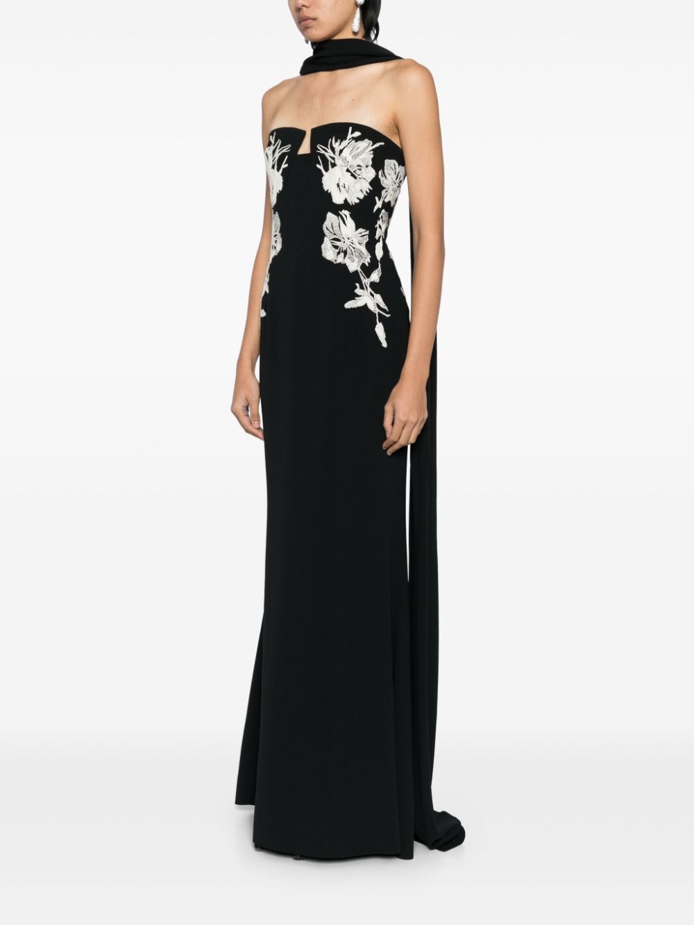 embroidered strapless dress - 3