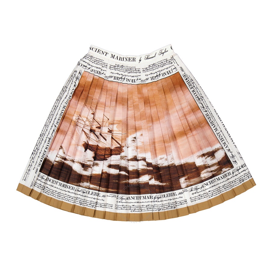 Burberry Ladies Mariner Print Pleated Cady Skirt - 4