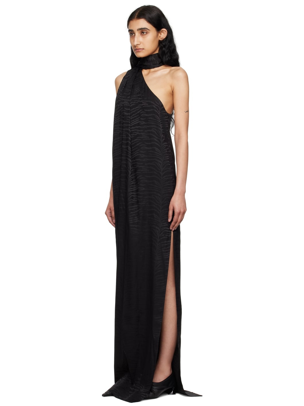 Black Tiger Print Maxi Dress - 4