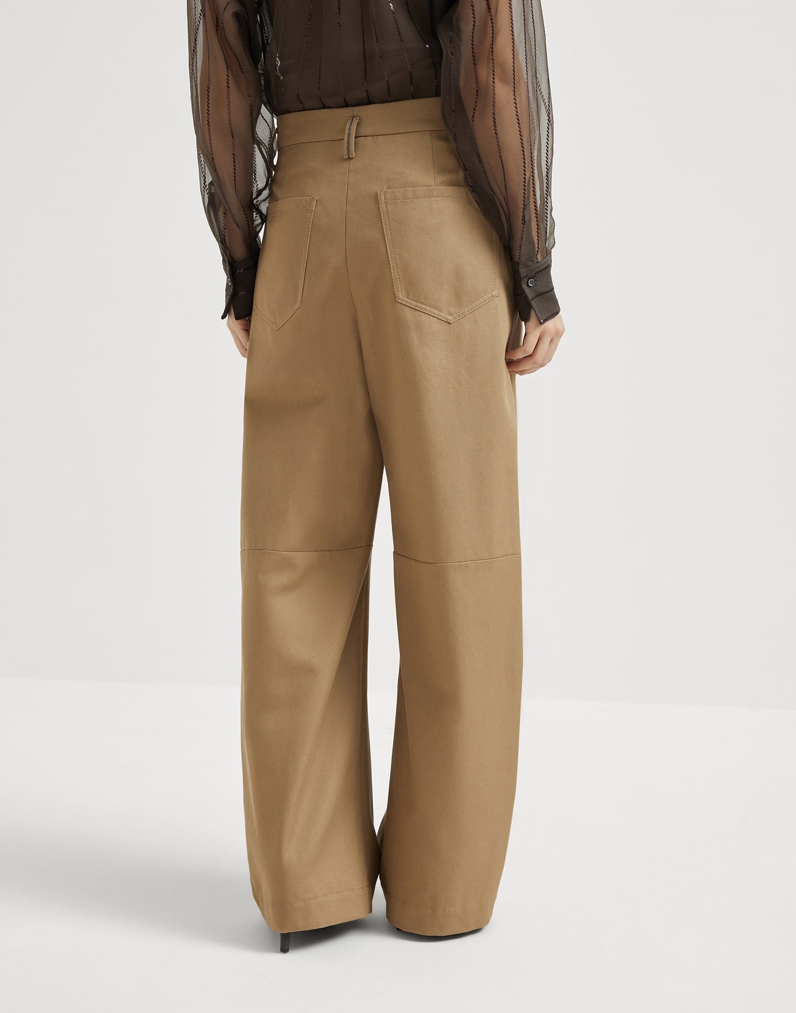 Dyed denim five-pocket baggy trousers with monili - 2