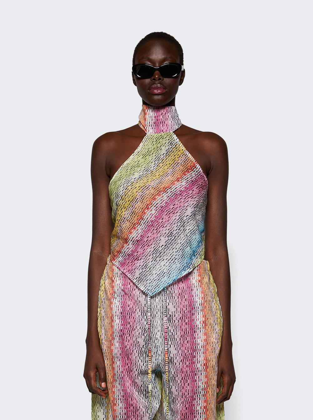 Cotton And Silk Blend Scarf Top Multicolor - 3