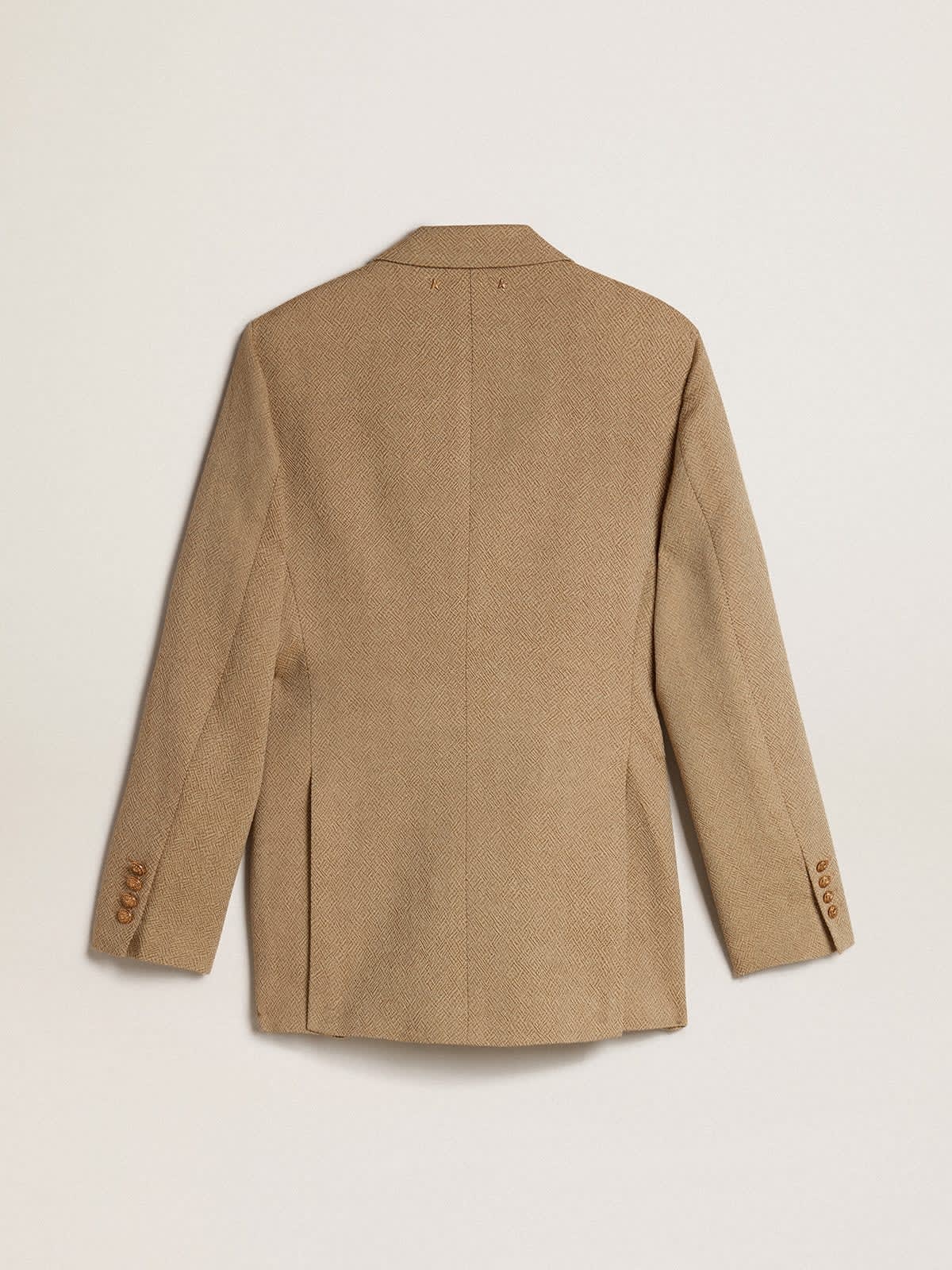 Women's pale beech-colored wool double-breasted blazer - 6