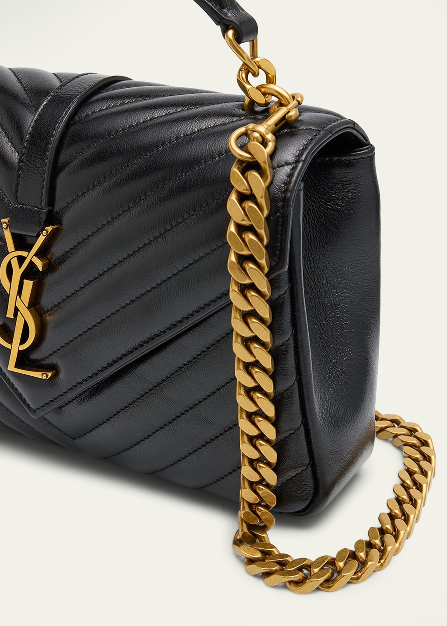 College Medium YSL Flap Top-Handle Bag in Quilted Leather - 6
