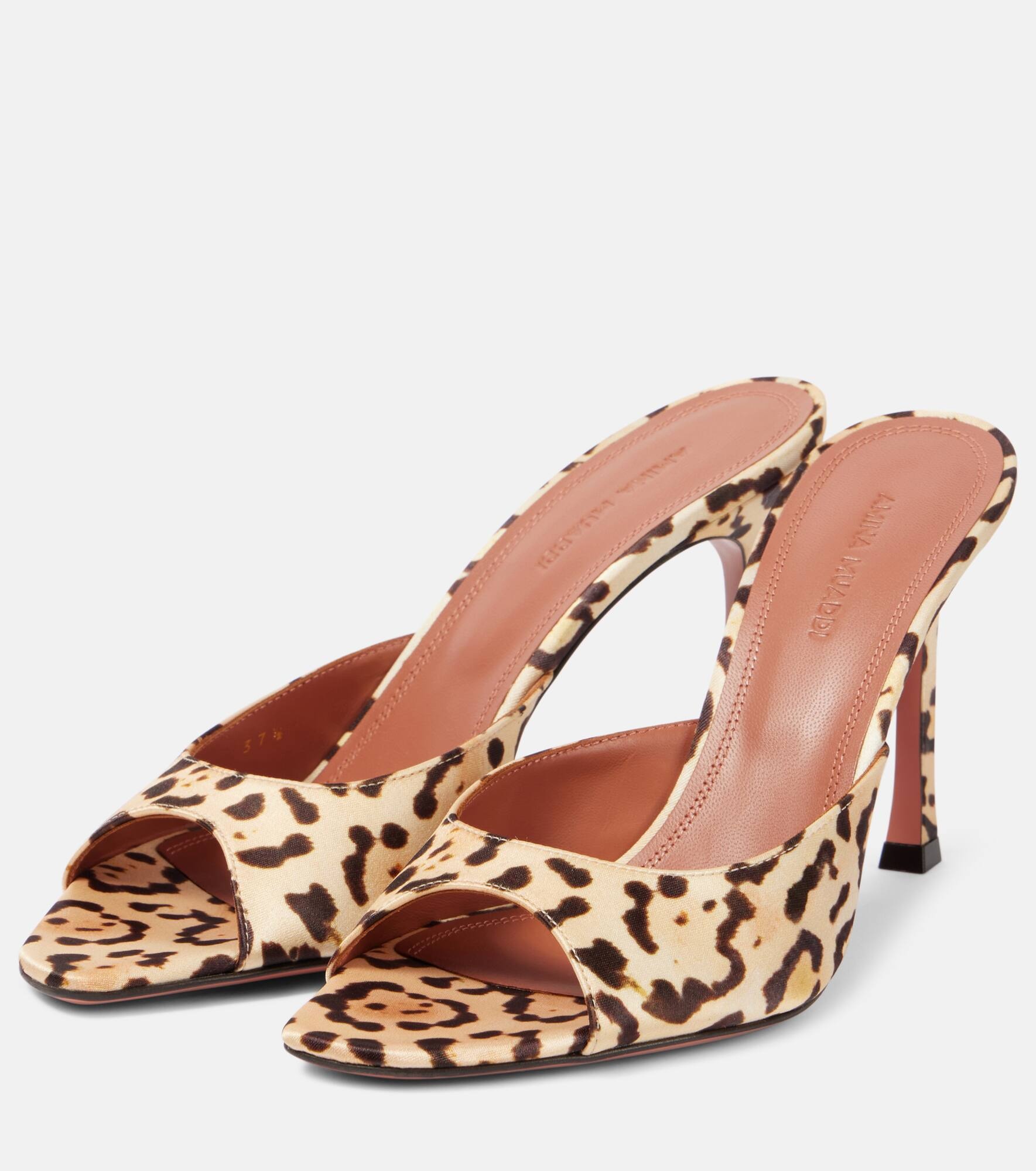 Alexa 95 leopard-print satin mules - 4